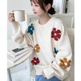 ミックスカラーフラワージャガードニットプルオーバー6G | moment+ | 詳細画像12 