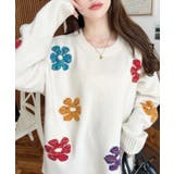 ミックスカラーフラワージャガードニットプルオーバー6G | moment+ | 詳細画像13 