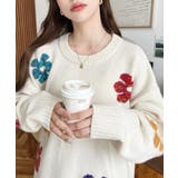 ミックスカラーフラワージャガードニットプルオーバー6G | moment+ | 詳細画像15 