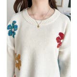 ミックスカラーフラワージャガードニットプルオーバー6G | moment+ | 詳細画像18 