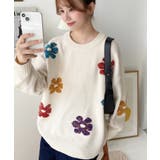 ミックスカラーフラワージャガードニットプルオーバー6G | moment+ | 詳細画像2 