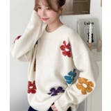 ミックスカラーフラワージャガードニットプルオーバー6G | moment+ | 詳細画像3 