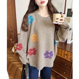 ミックスカラーフラワージャガードニットプルオーバー6G | moment+ | 詳細画像34 