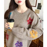 ミックスカラーフラワージャガードニットプルオーバー6G | moment+ | 詳細画像35 