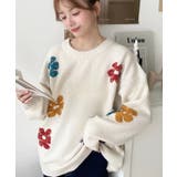 ミックスカラーフラワージャガードニットプルオーバー6G | moment+ | 詳細画像4 