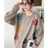 ミックスカラーフラワージャガードニットプルオーバー6G | moment+ | 詳細画像42 