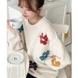 ミックスカラーフラワージャガードニットプルオーバー6G | moment+ | 詳細画像7 