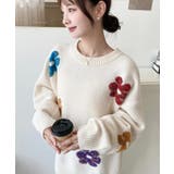 ミックスカラーフラワージャガードニットプルオーバー6G | moment+ | 詳細画像9 