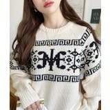 3G ロゴチャイナ柄Wジャガードニットプルオーバー | moment+ | 詳細画像2