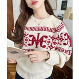 レッド | 3G ロゴチャイナ柄Wジャガードニットプルオーバー | moment+