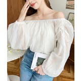 ショルダーシャーリングリボンオフショルブラウス | moment+ | 詳細画像2 