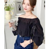 ショルダーシャーリングリボンオフショルブラウス | moment+ | 詳細画像25 