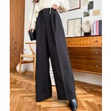 ウールライク起毛ツータックセミワイドパンツ | moment+ | 詳細画像3 