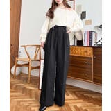 ウールライク起毛ツータックセミワイドパンツ | moment+ | 詳細画像4 