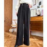 ブラック | ウールライク起毛ツータックセミワイドパンツ | moment+