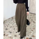 ブラウン | ウールライク起毛ツータックセミワイドパンツ | moment+