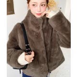 ブラウン | スタンドカラーファーブルゾン | moment+