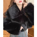 ブラック | ショート丈ビッグカラーフェイクファーブルゾン | moment+