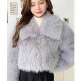 グレー | ショート丈ビッグカラーフェイクファーブルゾン | moment+