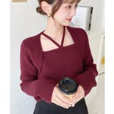 ボルドー | ホルターボレロ風ニットプルオーバー | moment+