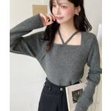 チャコールグレー | ホルターボレロ風ニットプルオーバー | moment+