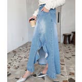 アシメフリルロングデニムスカート | moment+ | 詳細画像12 