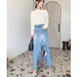 アシメフリルロングデニムスカート | moment+ | 詳細画像14 