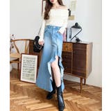 アシメフリルロングデニムスカート | moment+ | 詳細画像19 