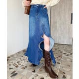 アシメフリルロングデニムスカート | moment+ | 詳細画像41 