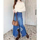 アシメフリルロングデニムスカート | moment+ | 詳細画像42 