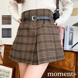 ベルト付きチェックプリーツミニスカート | moment+ | 詳細画像1 