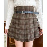 ベルト付きチェックプリーツミニスカート | moment+ | 詳細画像16 