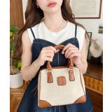 レザーモチーフロゴ配色キャンバスボストンバッグ | moment+ | 詳細画像2 