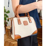 レザーモチーフロゴ配色キャンバスボストンバッグ | moment+ | 詳細画像3 