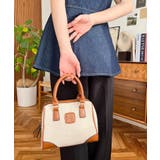 レザーモチーフロゴ配色キャンバスボストンバッグ | moment+ | 詳細画像5 