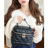 ブラック | ハートチャームビジューキルティングバニティバッグ | moment+