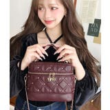 ボルドー | ハートチャームビジューキルティングバニティバッグ | moment+