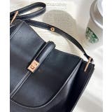 ブラック | 配色ステッチワンハンドラウンドショルダーバッグ | moment+