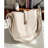 アイボリー | 配色ステッチワンハンドラウンドショルダーバッグ | moment+