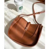 キャメル | 配色ステッチワンハンドラウンドショルダーバッグ | moment+