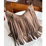 ブラウン | スタッズデザインベルトショルダーフリンジバッグ | moment+