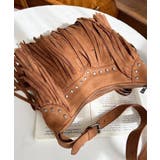 キャメル | スタッズデザインベルトショルダーフリンジバッグ | moment+