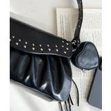 ハートチャーム付きギャザーデザインスタッズバッグ | moment+ | 詳細画像6 