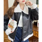 ブラック | フェイクレザー×ボアフェイクムートンフライトジャケットブルゾン | moment+