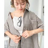 ネイビー | オーバーチェック半袖ルーズシャツ | moment+