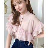 シフォンジョーゼット&チュールダブルフリル半袖ブラウス | moment+ | 詳細画像11