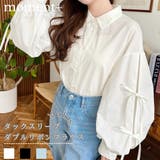 タックスリーブダブルリボンブラウス | moment+ | 詳細画像1 