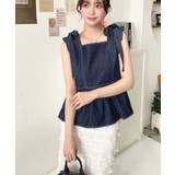 ライトオンスデニムショルダーリボンペプラムデニムブラウス | moment+ | 詳細画像9