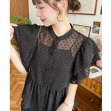 ファンシードット半袖ダブルバルーンスリーブペプラムブラウス | moment+ | 詳細画像14