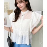 オフホワイト | ファンシードット半袖ダブルバルーンスリーブペプラムブラウス | moment+